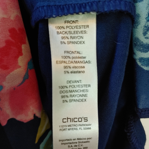 #34 Chico's Navy Blue Floral Tunic ~ size S~M - Picture 8 of 8